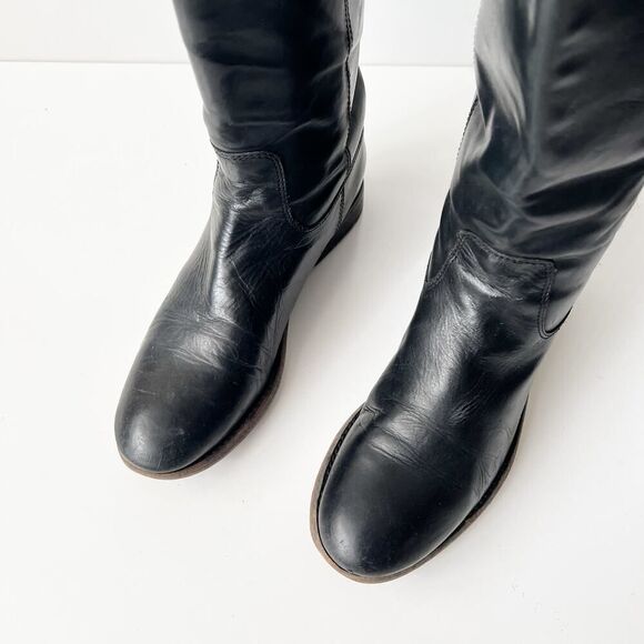 Frye‎ Knee High Riding Biker Boots Tall Equestrian Moto Western Black Size 6.5 B - Picture 4 of 10